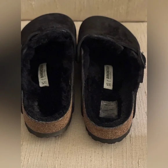 Birkenstock Boston Genuine Shearling Lined Clog -Black Size 41.  Almost new - Picture 3 of 8
